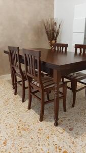 Tavolo da pranzo classico in legno massello noce lucido 140 x 80