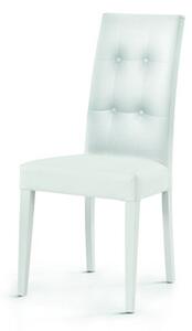 Coppia sedie con seduta e schienale in ecopelle bianco stile moderno con gambe in legno