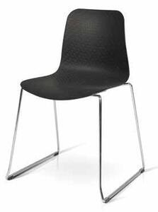 Set di 4 sedie polipropilene colore nero, con gambe in metallo