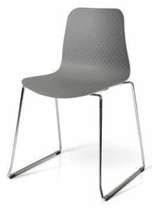 Set di 4 sedie polipropilene colore grigio con gambe in metallo