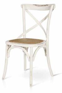 Sedia con schienale ad X in legno finitura bianca