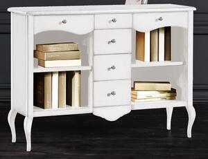 Libreria arte povera in legno massello con rifinitura in bianco opaco 120 x 36 x 87