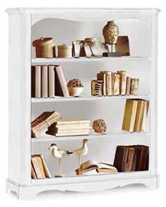Libreria arte povera in legno massello con rifinitura in bianco 120x36x140 cm