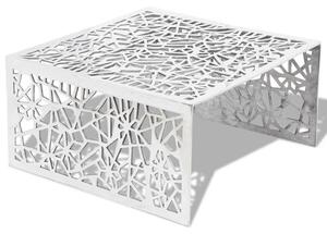 Tavolino con Design Geometrico Traforato Argento in Alluminio
