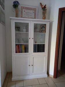 Libreria arte povera in legno bianco opaco 120x41x187 cm
