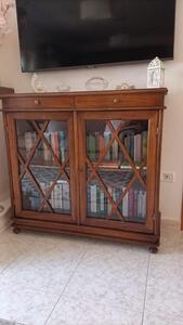 Libreria arte povera in legno noce lucido 110x40x100 cm