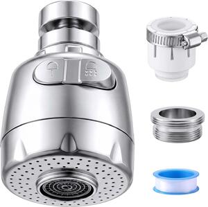 Rubinetto - Rotazione a 360 gradi - Con filtro - 2 modalità - Adatto per cucina e lavello - Argento