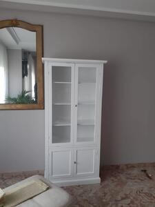 Vetrina classica in legno bianco opaco 90x41x186 cm