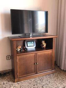 Mobile porta TV arte povera in legno massello noce lucido 84 x 40 x 80