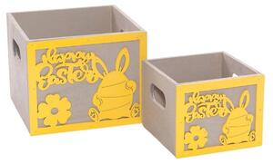 Portavaso giallo in legno Pasqua in set di 2, 15x15H12 cm (kit da 3)