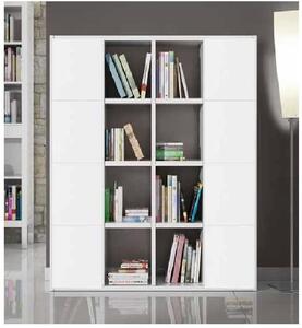 Libreria bianco frassinato moderna in legno con 12 ante
