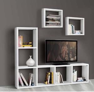 Set soggiorno libreria e porta tv bianco frassinato moderno in mdf laminato cubi