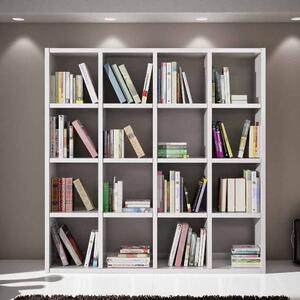 Libreria bianco frassinato moderna in truciolare laminato 175x30x175 cm