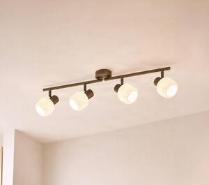 Faretto da soffitto Nola Evey, lunghezza 83 cm, a 4 luci, bianco/beige Evey NOLA, dimmerabile, Crema / Ambra, Soggiorno / Sala da pranzo, Vetro, Scandinavo, Faretto