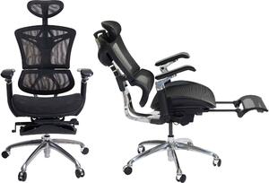 Sedia da ufficio HWC-J93b, sedia da scrivania girevole, ergonomica, supporto lombare poggiapiedi Braccioli regolabili in 3D nero