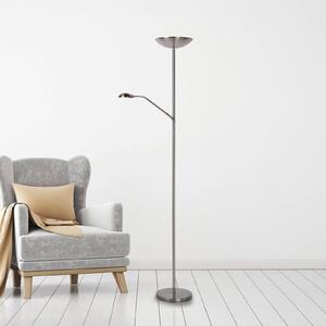 Lucide Lampada da terra con luce lettura ZENITH, dimmerabile, Cromo / Argento, Soggiorno / Sala da pranzo, Metallo, Moderno, Lampada da terra