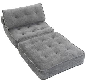 HOMCOM Poltrona Letto 3 in 1 con 2 Cuscini 95x220 cm, Grigio Chiaro | Aosom Italy