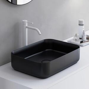 Lavabo da appoggio in Vetroceramica Isvea INFINITY RECTANGLE, 50x36 cm, nero opaco