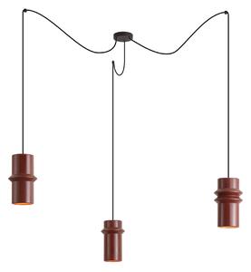Lampada a sospensione retrò rossa con nero a 3 luci - Monti