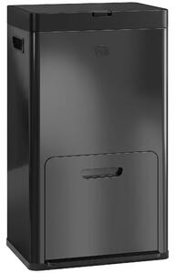 HOMCOM Bidone Cucina a Pedale 56 L in Acciaio con 3 Scomparti e Chiusura Morbida, Nero | Aosom Italy