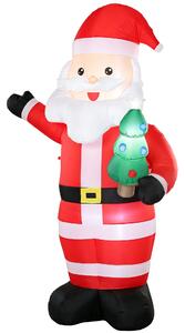 Outsunny Babbo Natale Gonfiabile 243 cm con Albero, Luci LED e Gonfiatore, Rosso | Aosom Italy