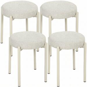 HOMCOM Set 4 Sgabelli Impilabili Rotondi con Seduta Imbottita, 45x45x47,5 cm, Crema | Aosom Italy