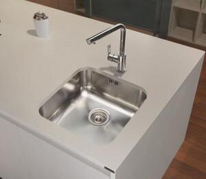 Lavello da cucina, con un solo vano, in acciaio inossidabile satinato