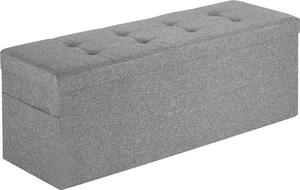 Panca contenitore pieghevole, panca da letto con borse laterali, baule contenitore imbottito pieghevole con portata massima di 300 kg, panca contenitore in lino con ampio spazio per soggiorno, camera da letto, ingresso, grigio