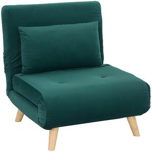 HOMCOM Poltrona Letto 3 in 1 Pieghevole con Schienale Click-Clack Regolabile, Verde Scuro | Aosom Italy
