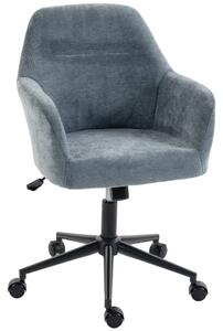 HOMCOM Sedia da Ufficio Ergonomica in Ciniglia con Altezza Regolabile e Basculante, Blu | Aosom Italy