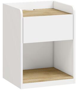 HOMCOM Comodino Moderno con Cassetto, Nicchia e Passacavi 42x37x55 cm, Bianco Rovere | Aosom Italy