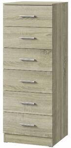HOMCOM Cassettiera 6 Cassetti da Camera e Soggiorno, 40x40x110 cm, Rovere | Aosom Italy