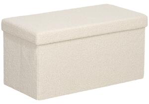HOMCOM Panca Contenitore 84 L Pieghevole e Imbottita in Tessuto Teddy, 76x38x38 cm, Crema | Aosom Italy
