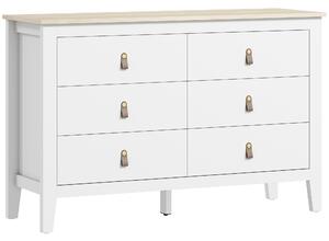 HOMCOM Cassettiera per Camera da Letto a 6 Cassetti con Maniglie in Finta Pelle, 120x40x78 cm, Bianco | Aosom Italy