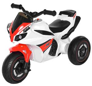 HOMCOM Moto a 3 Ruote per Bambini 18-36 Mesi con Musica Fari Senza Pedale in PP Metallo Bianca Rossa|Aosom