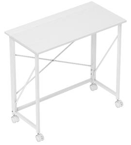 HOMCOM Scrivania Salvaspazio Pieghevole, 80x40x75 cm, Ruote a Freno per Casa, Studio e Ufficio, Bianco | Aosom Italy