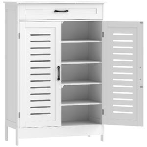 HOMCOM Scarpiera Salvaspazio con 2 Ante a Persiana, 5 Livelli, Ripiani Regolabili, per 20 Paia di Scarpe, per Ingresso Corridoio, 78x37x115.8cm, Bianco | Aosom Italy