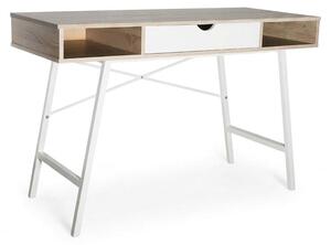Scrivania Moderna Design Elegante Studio Ufficio Casa 120x48x76.Variante:NATURALE/BIANCO