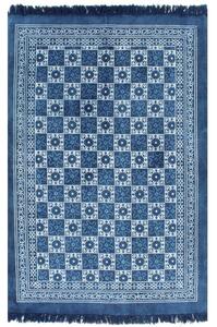 Tappeto Kilim in Cotone 120x180 cm Blu con Motivi