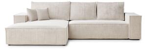 Divano angolare color crema allungabile/con contenitore (con penisola a sinistra/con chaise lounge) con rivestimento in ciniglia Maze – Maison de Rêve