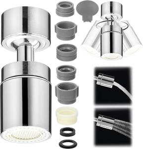 Ugello per rubinetto con aeratore - Aeratore per rubinetto rotante a 360° - 2 modalità d'acqua - Aeratore per rubinetto da cucina con diversi adattatori