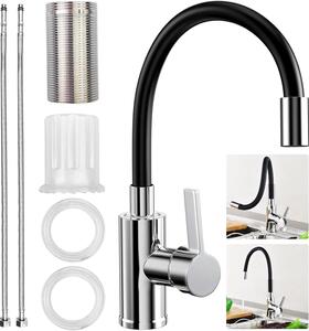 Rubinetto da cucina con bocchetta flessibile - Flessibile - Miscelatore ad alta pressione per la cucina - Rotazione a 360 gradi - Monocomando - Acciaio inossidabile