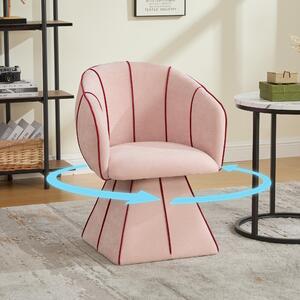 Okwish Poltrona girevole Poltrona da salotto Singola con schienale alto Poltrona imbottita con rotazione a 360° Tessuto in ciniglia Adatta per soggiorno e camera da letto Rosa