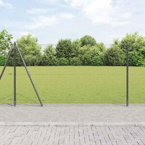 Recinzione esagonale con base in cemento, dimensioni 100 x 1,6 metri, rete grigia per giardino e terrazza, dotata di moderni pali rettangolari in metallo, resistente agli agenti atmosferici e antiruggine, ideale per esterni