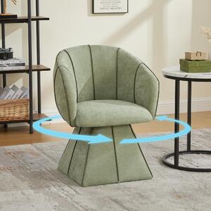 Okwish Poltrona girevole Poltrona da salotto Singola con schienale alto Poltrona imbottita con rotazione a 360° Tessuto in ciniglia Adatta per soggiorno e camera da letto Verde oliva