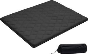 Materasso futon giapponese - Materasso tatami - Dimensioni 203,2 x 152,4 x 8,9 cm - Pieghevole - 9 strati - Con borsa per riporlo - Con materiale di fissaggio - Nero