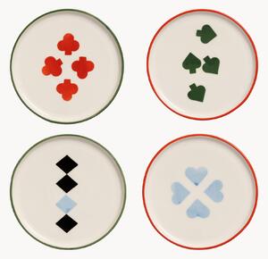 Set di 4 piatti da dessert dipinti a mano Deck