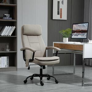 Okwish Sedia da ufficio girevole regolabile in altezza Sedia da ufficio con funzione massaggio e dondolo, sedia da scrivania con interfaccia USB e alzata a gas, sedia girevole con rotelle girevoli a 360°, Beige