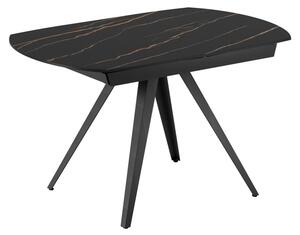 Tavolo Allungabile Kyoto 120 90x120/180x75 cm Top in Ceramica Gambe in Metallo Marmo Portoro Nero