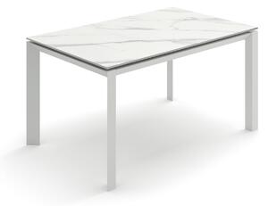 Tavolo Allungabile Account 24 90x140/220x75 cm Top in Ceramica Struttura in MDF Effetto Marmo Calacatta Bianco